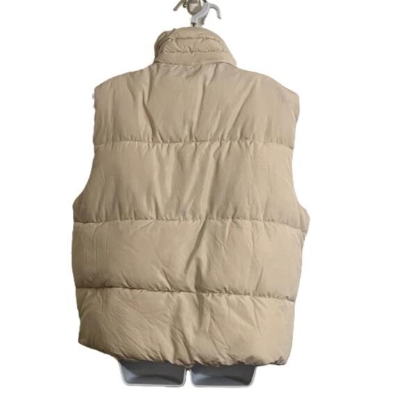 Urban Outfitters BDG Beige Zip Up Sleeveless Puffer Quilted Coat Vest Jacket L - Picture 3 of 6